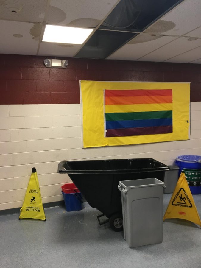 Trash cans filling up the A floor hallway. 
Photo taken by Anna Brodhead