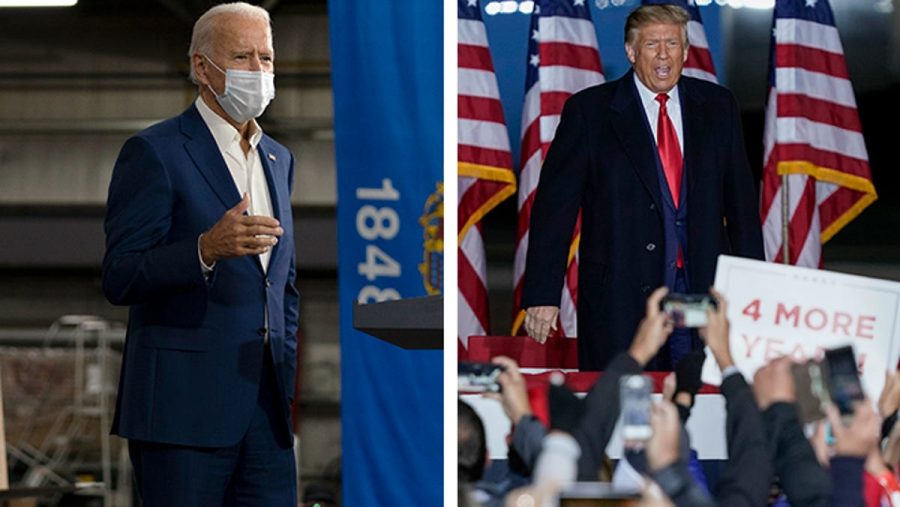 Trump and Biden at some of their recent rallies. Image via Milwaukee Journal Sentinel
