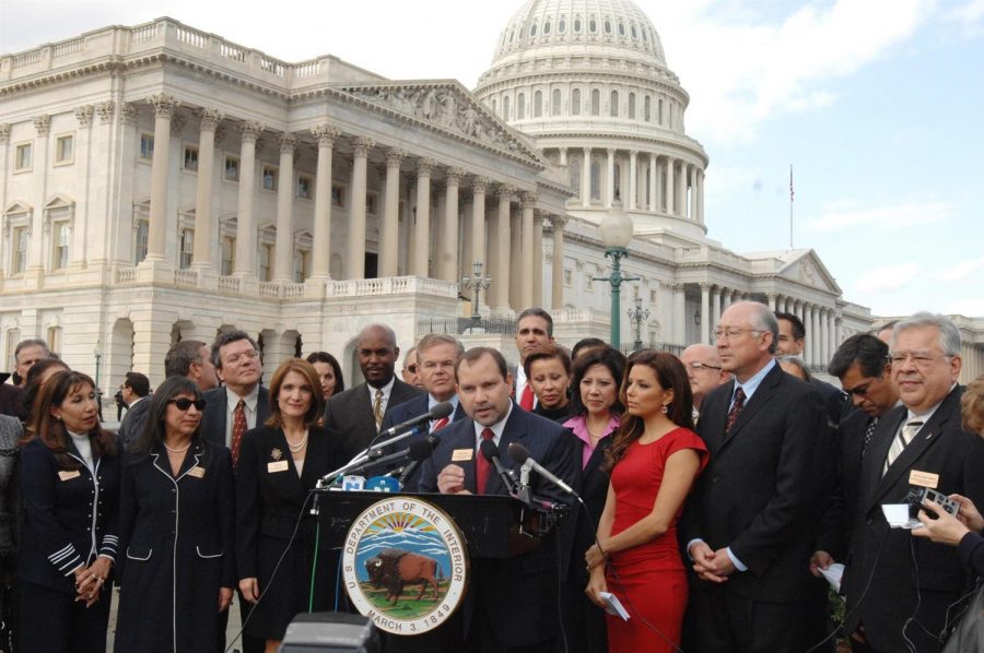 Latino lawmakers and celebrities gather in front of the Capitol to kick off the commission on creating the National Latino Museum in Sept. 2009. (Image courtesy of Dan Vargas)
