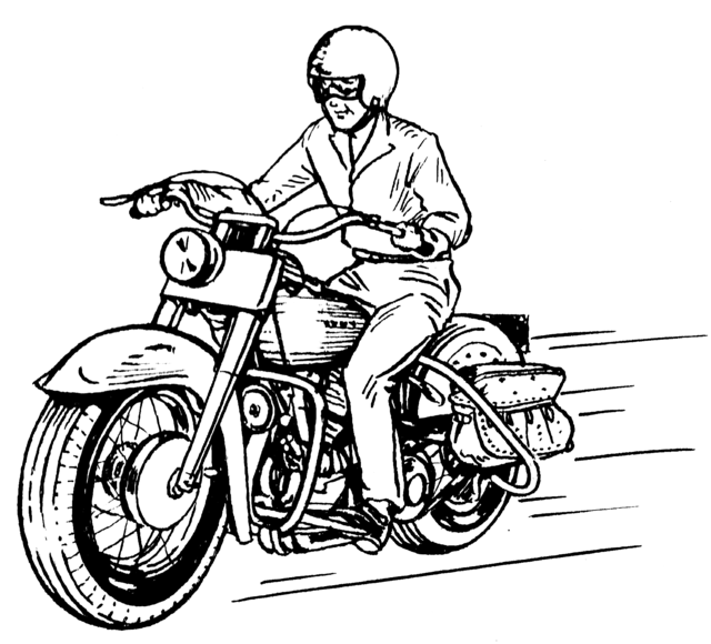 This is a male on a motorcycle by Pearson Scott Foresman from the archives of Pearson Scott Foresman on Wikimedia Commons. 