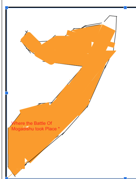 Drawing of Somalia and the location of the Battle Of Mogadishu.